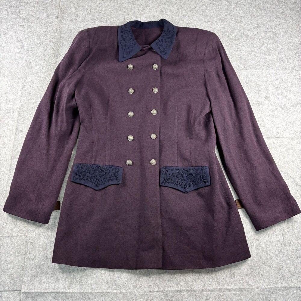 Vintage Tina Hagen Purple Double-Breasted Blazer Jacket Pockets Womens M USA